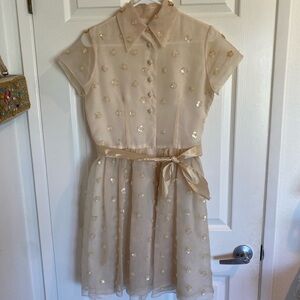 Vintage beaded tea party dress, off-white